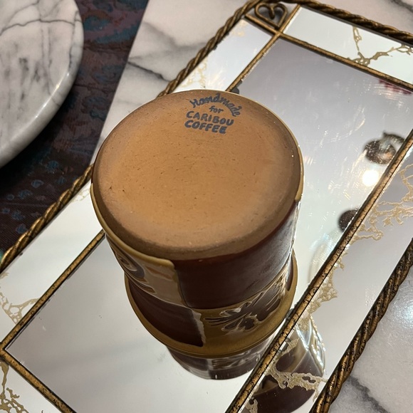 Handmade Caribou Pottery Coffee Mug Mix of Matte & Glazed w Primitive Design - Picture 12 of 13